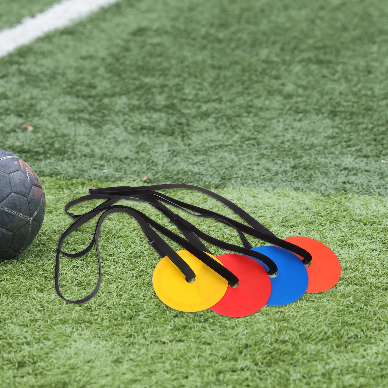 

4pcs Soccer Practice Target Discs Tpe Durable Washable Red Yellow Orange Blue Adjustable For Soccer Hockey Baseball Training