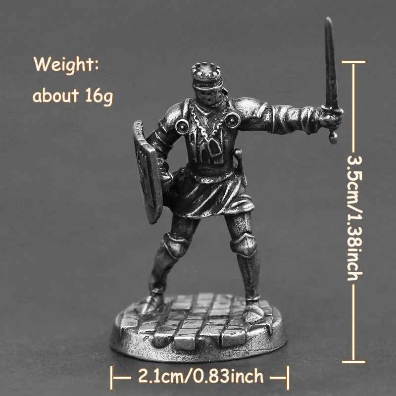 Solid Metal Medieval Soldier Model Bartonian Knight Decoration Miniature Figurine Ornament Desktop Toy Men War Chess Gifts