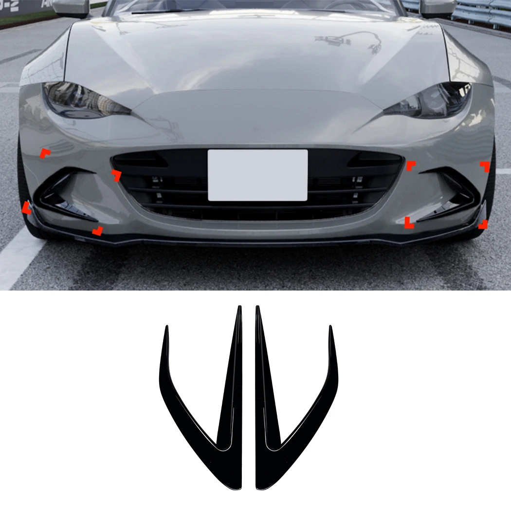 Car Front Bumper Spoiler Fog Lamp Cover Air Knife Splitter ABS Body Kit For Mazda MX-5 Miata ND 2016 2017 2018 2019 2020-2024