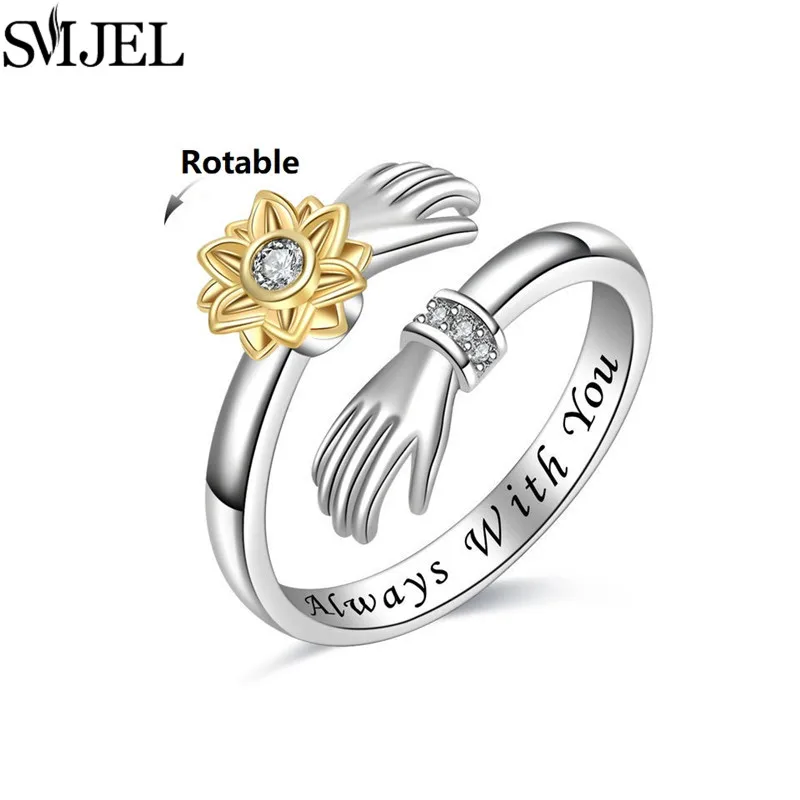 SMJEL Modischer Kirschblüten-Angstring, Fidget-Spinner-Ringe für Frauen, süße Katze, Biene, Hase, Schmetterling, drehbarer Ring, Hochzeitsgeschenk