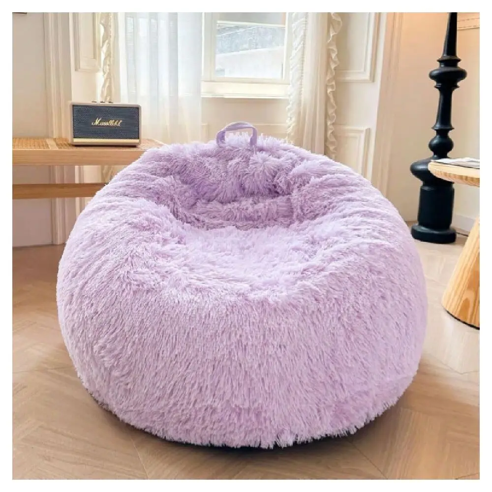 Fur Comfy Bean Bag Cover For Living RoomNo Filler, Fluffy Stuffed Animal Storage Bean Bag Chair Cover Purple, Furry Fuzzy Bean