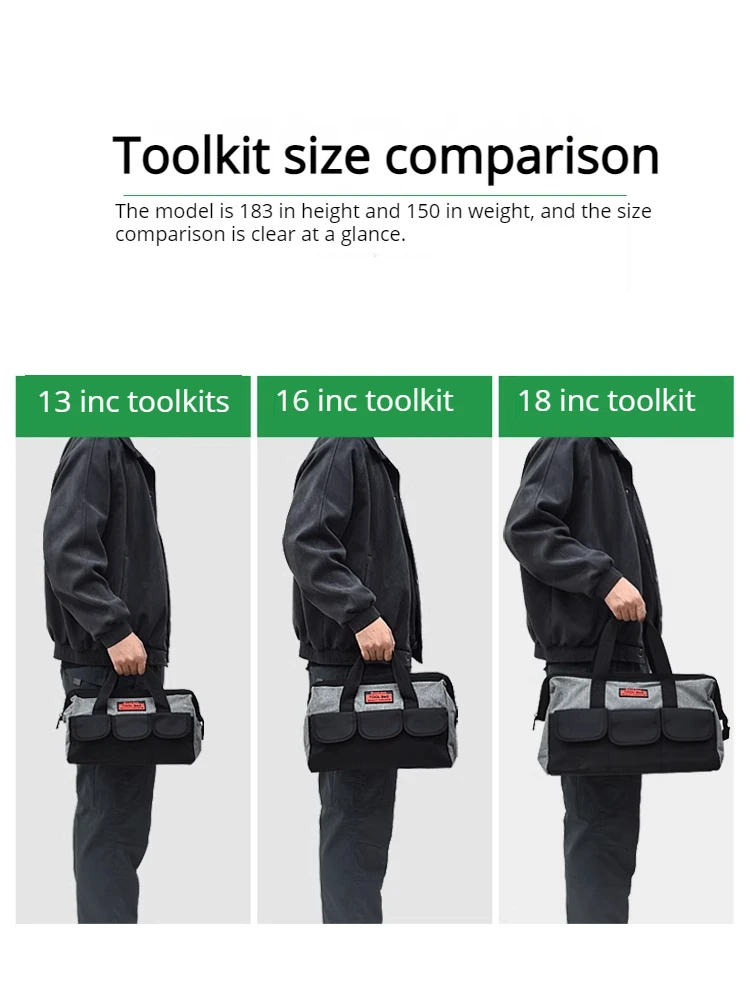 Portátil multifuncional ferramenta sacos, impermeável ferramenta bolsa, armazenamento ferramentas, tamanho 13, 16, 18