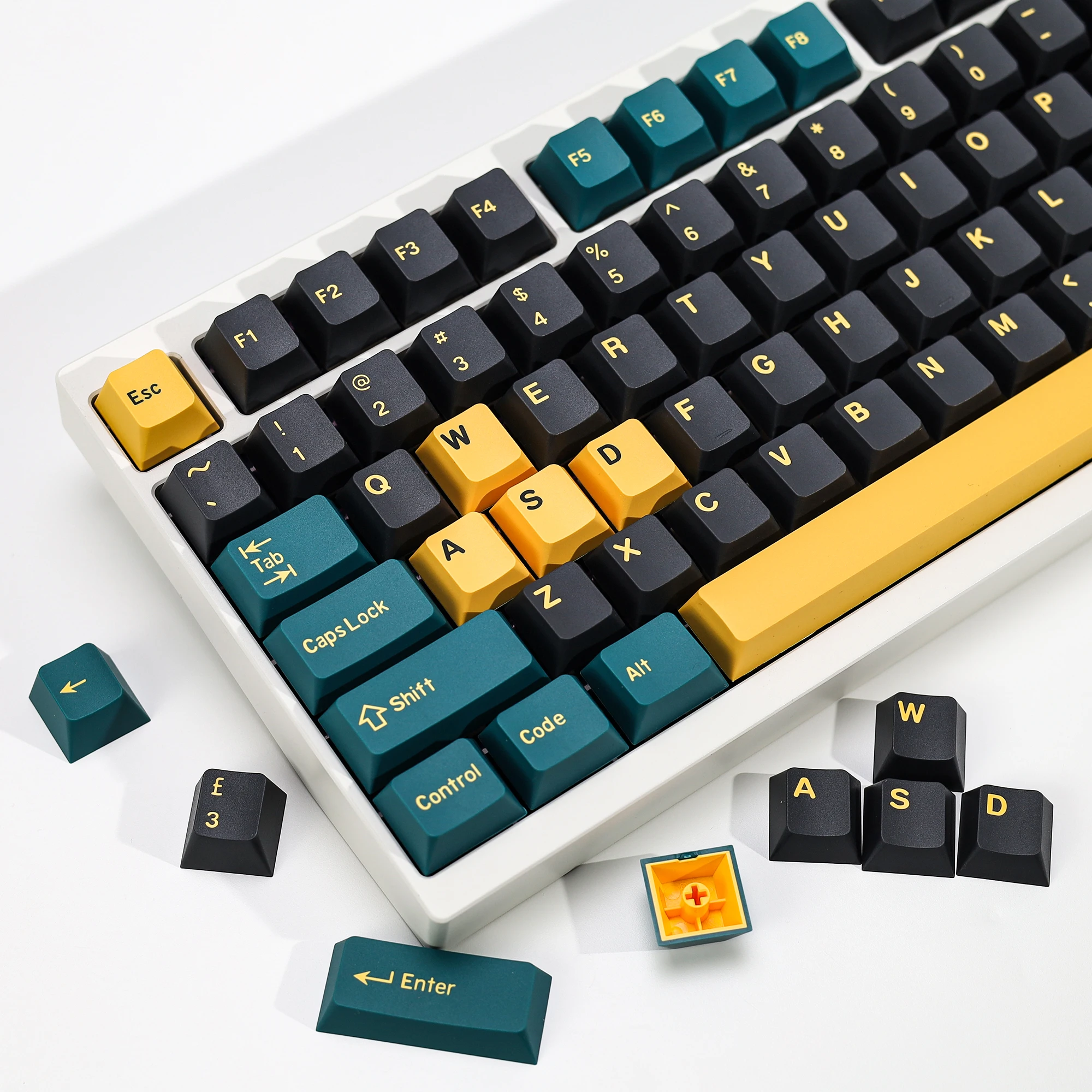 KBDiy 174 Keys/Set PBT GMK Marrs Green Keycap Custom Double Shot Cherry Profile Keycap for Mechanical Keyboard ISO DIY MX Switch