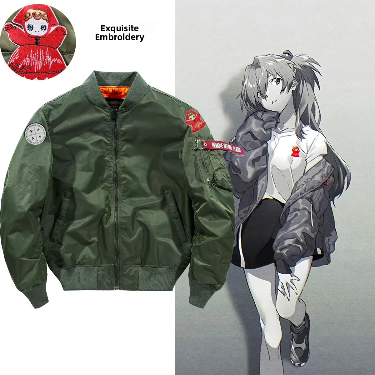 

Осенне-зимняя куртка-бомбер на молнии с мультяшным аниме-принтом, повседневная, свободного кроя, из полиэстера, для молодежи, энергичный стиль