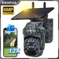SHIWOJIA Solar Camera 4G, 12x Hybrid Zoom Wireless Outdoor Surveillance WiFi Camera, PIR Motion Detection Notification Alarm