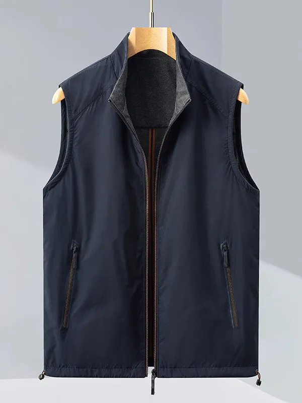 

Двусторонний жилет Busin Gentleman с воротником-стойкой, на молнии, из полиэстера, для всех сезонов, влагоотводящий, класса люкс