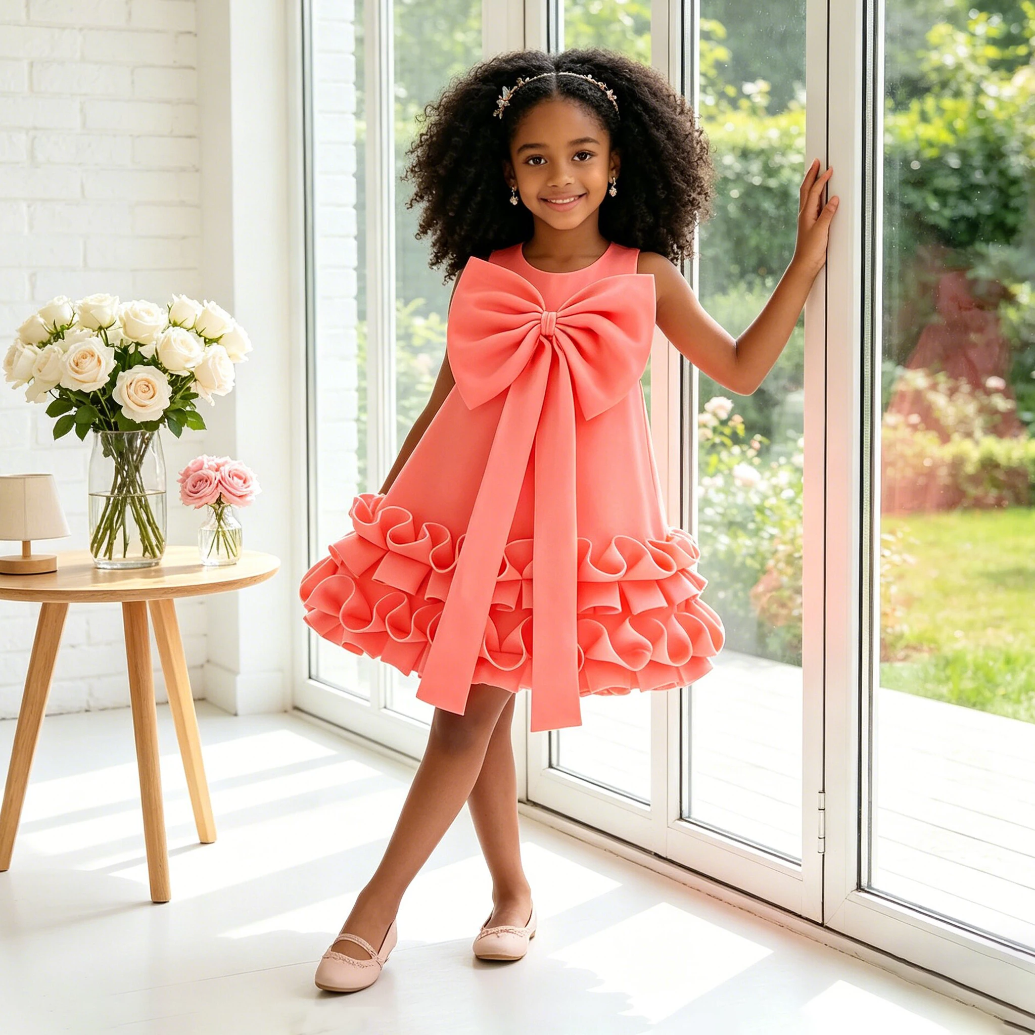 Vestidos de Fiesta Elegantes para Niñas, Vestidos de Dama de Honor con Lazo para el Verano, Vestidos de Princesa para Bodas, Graduaciones, Cumpleaños y Eventos Nocturnos