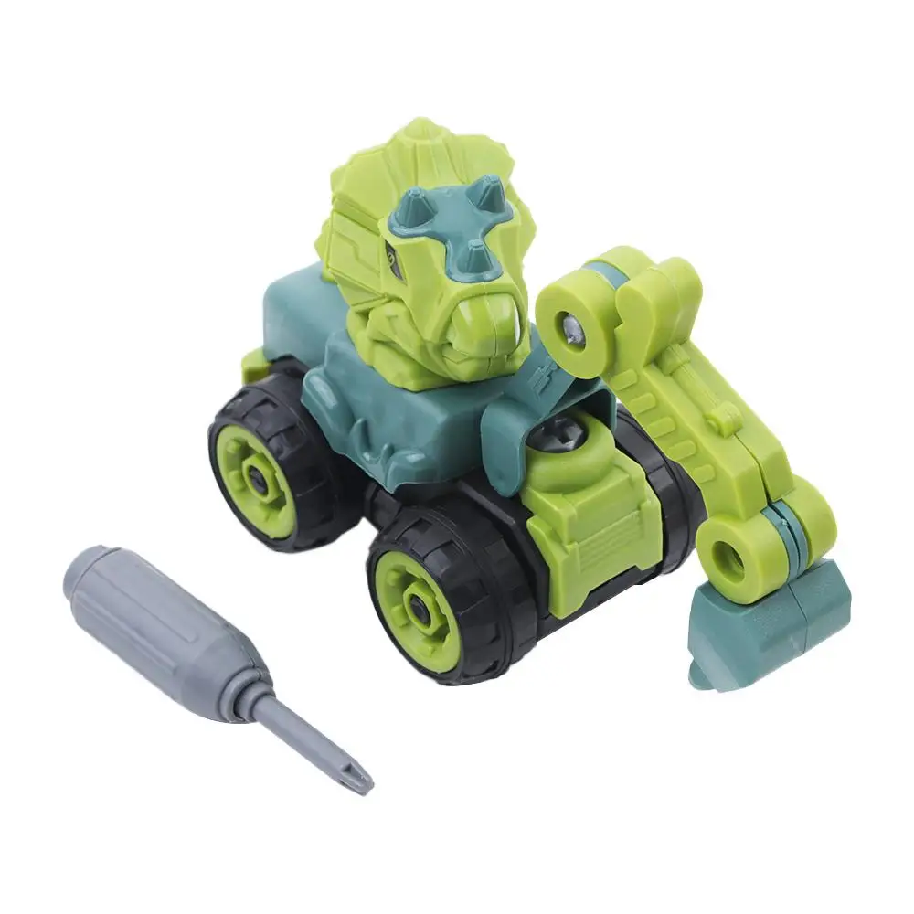 Car Child Gift Car Model Bulldozer DIY Model Educational Toy Dinosaur Engineering Car Dinosaur Car Toy Engineering Team Car