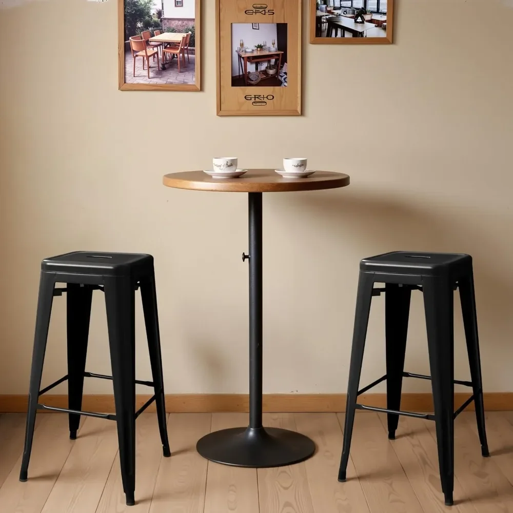 

30 Inch Metal Bar Stools – High Backless, Stackable Set of 4 for Indoor & Outdoor Kitchen Use