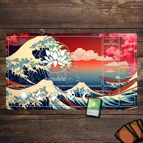 Magic Playmat card gaming mat with zone Ukiyo-e art waves mtg playmat Desk Mat gamer keypad expansion mousepad office pad