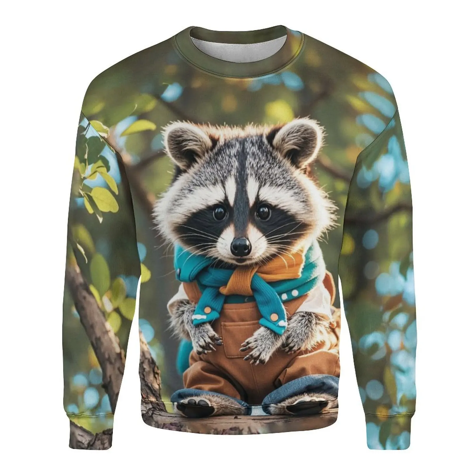 Cute Raccoon Animals 3D Printed Men Sweatshirts O Neck Longsleeved Tops Pullover Tracksuits Boy Casual Oversized Streetwear