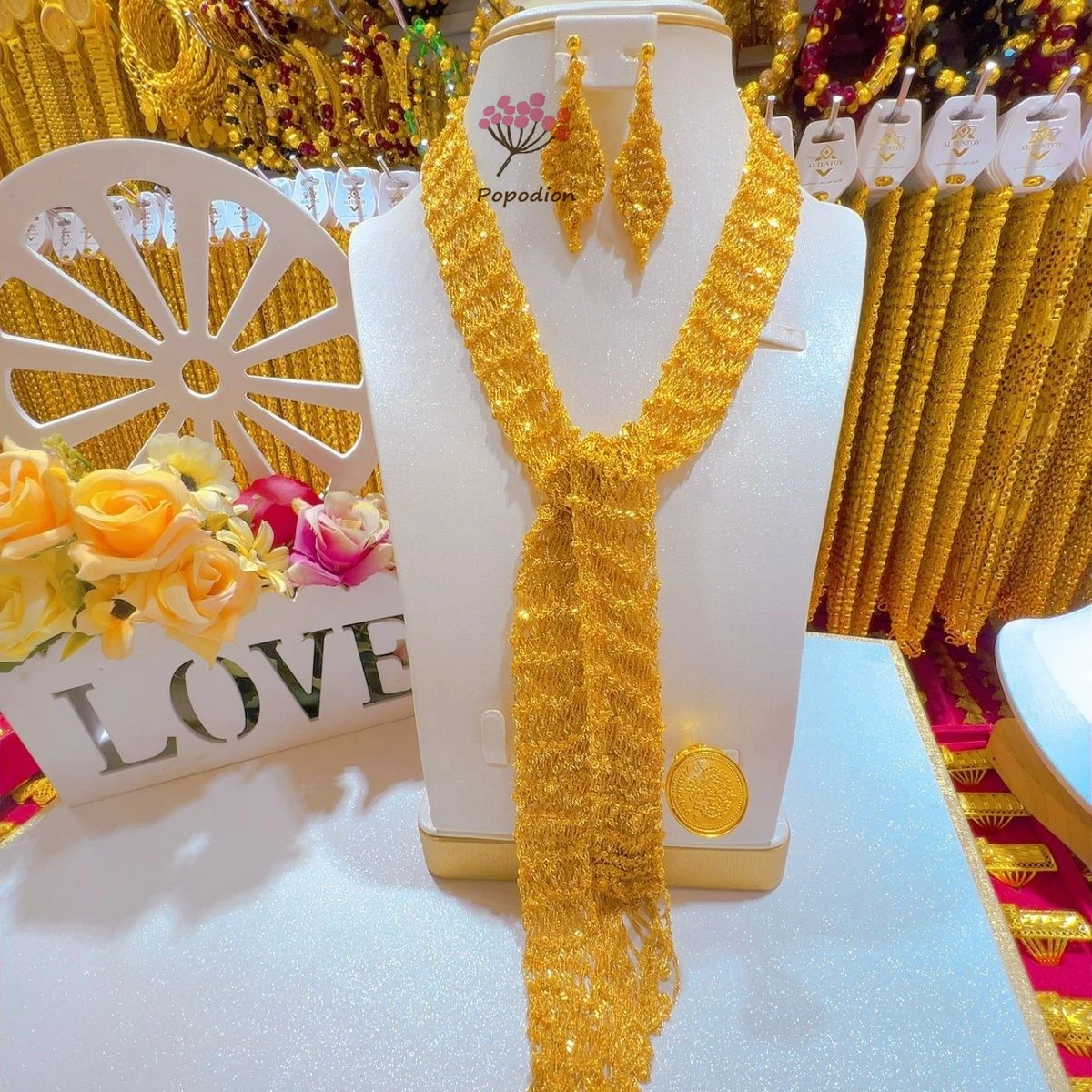 

Dubai New 24K Gold Plated Necklace, Earrings, Rings, Wedding Party Gifts, Jewelry Set for Women YY10504