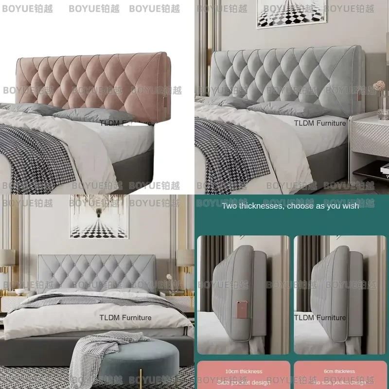 Backrest Soft Bag Bed Headboards for Hotel Headboards American Flannel Cloth Skin-Friendly Light Luxury Household Bed