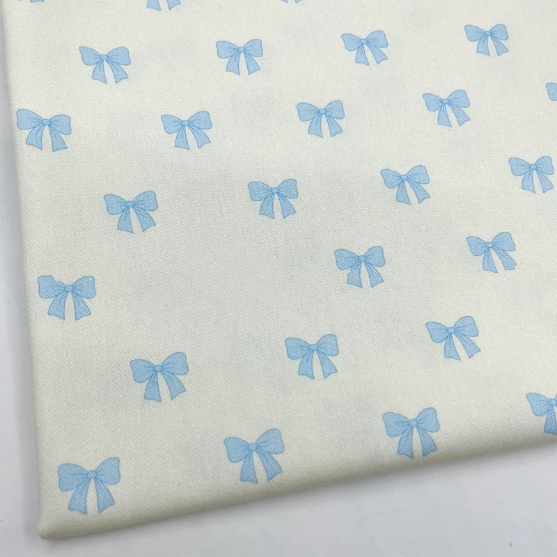 

143cm*100cm Cotton Fabric Blue Bow Fabric Suitable For DIY Bag Tablecloth Dress Fabric