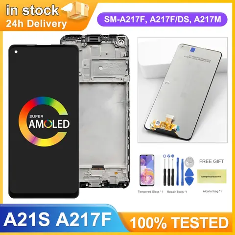 6.5"A21S Display Screen With Frame for pantalla Samsung Galaxy A21S A217F LCD Display Touch Screen Digitizer Replacement