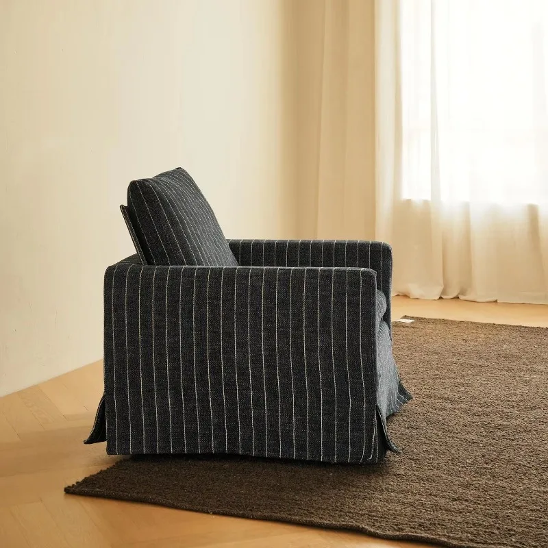 Modern minimalist style, fully removable striped fabric single sofa, suitable for living room or guest room