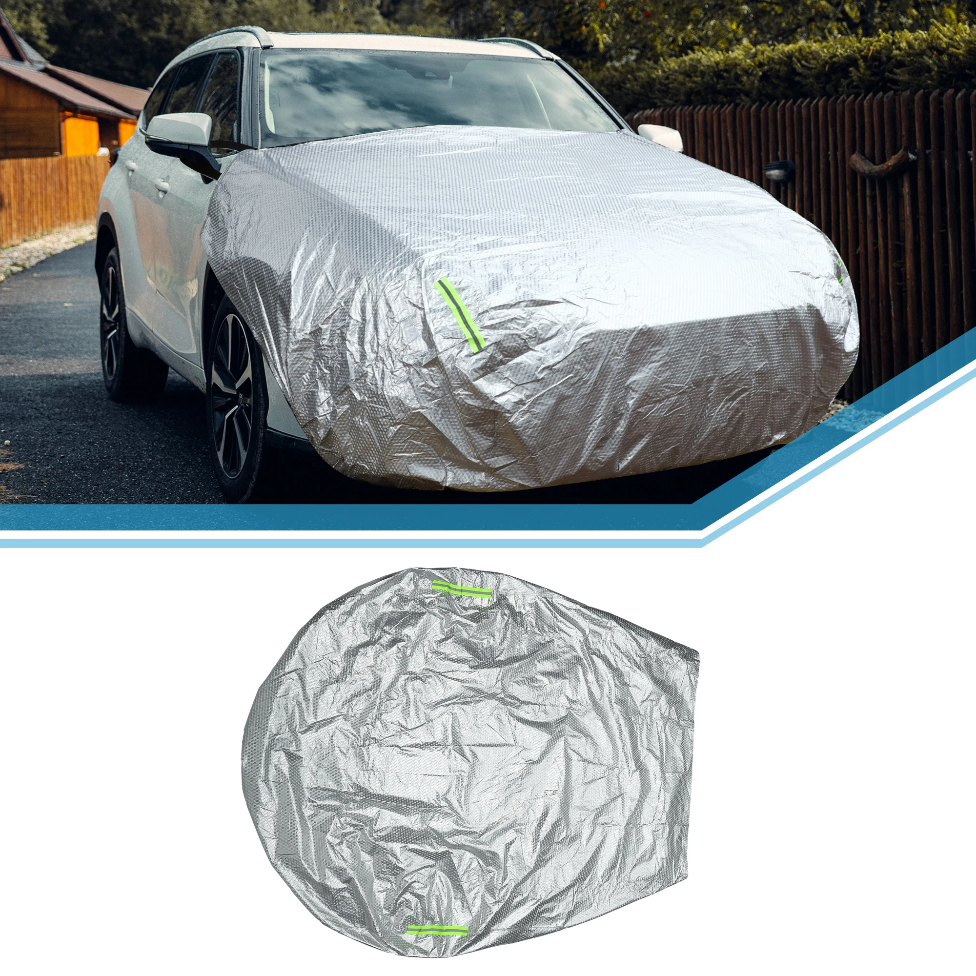 

UXCELL Front Half Car Cover 200x105cm Bonnet Cover Waterproof Outdoor Engine Hood Half Cover for Car Aluminum Film Cotton