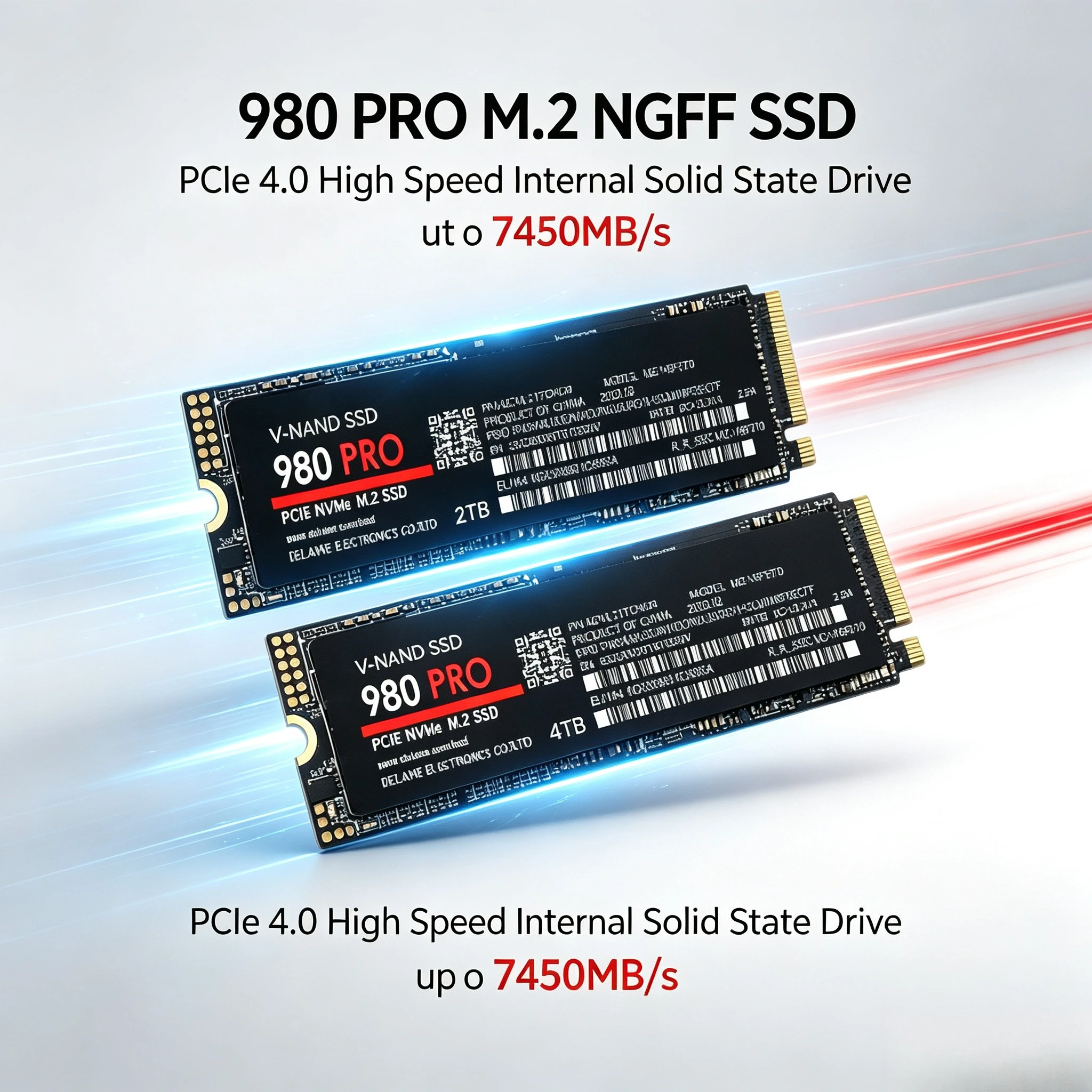 Brand+】New 980Pro for Laptop Desktop PC SSD Internal Solid State Drive M.2 NGFF PCIe 4.0 High Speed Up to 7450MB/s