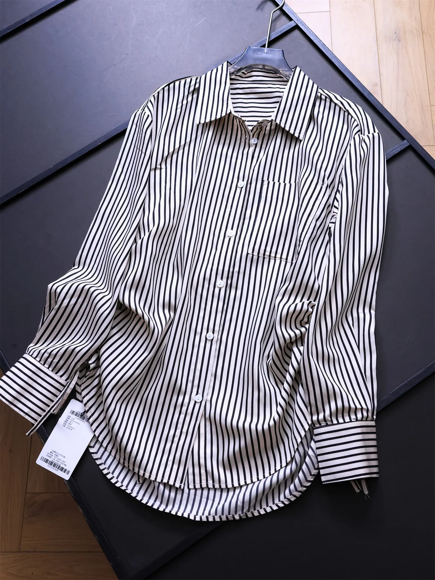 

Slimming Checkered Long Sleeve Commuter Friendly Loose Fit Shirt Women's B378 Drawstring Waist Casual Versatile Business