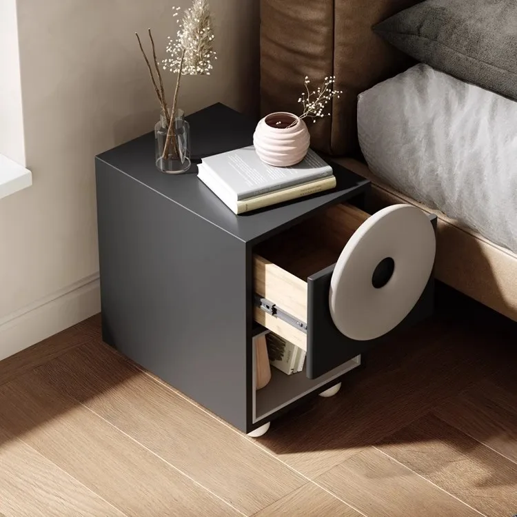 Modern simple bedside table high-gloss lacquer storage Italian minimalist