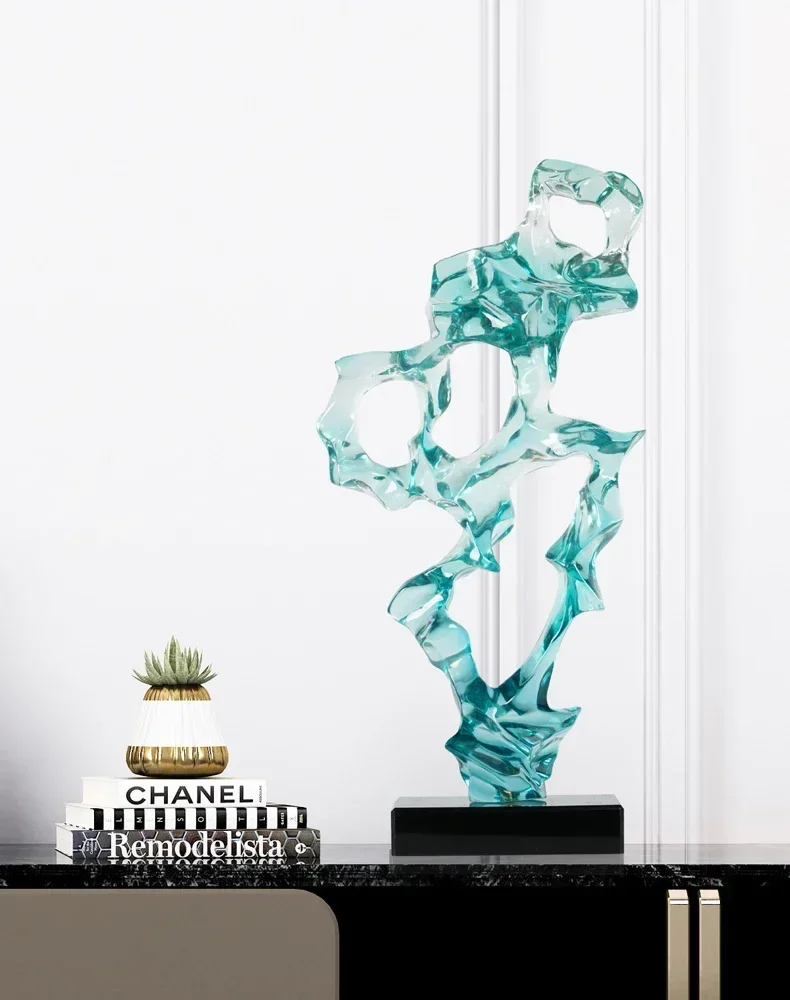 Rockery Light Luxury Hotel Sale Office Sculpture Art Simple Modern Abstract Transparent Resin Table Decoration