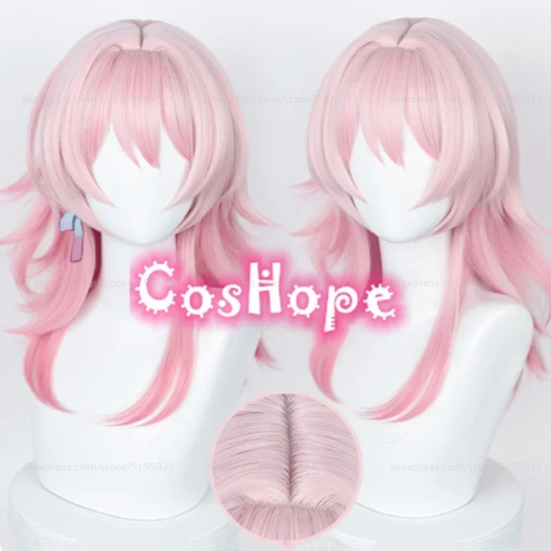 March 7th Cosplay Wig 50cm Medium Long Pink Gradient Wig Cosplay Anime Cosplay Wigs Heat Resistant Synthetic Wigs