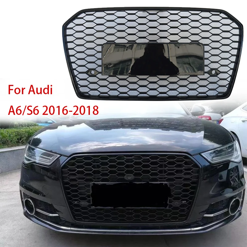 

For Audi A6 S6 C7PA modified RS6 2016 2017 2018 Racing grills Grill Honeycomb Hood Cover Plate front bumper mesh Car Accessories