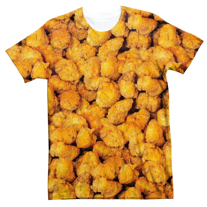 Fried Chicken Pizza Food T Shirt For Men Egg Tarts ‌‌Tacos Graphic T-Shirt Women Tops Street 3d Printed Funny Kids Tee Shirts