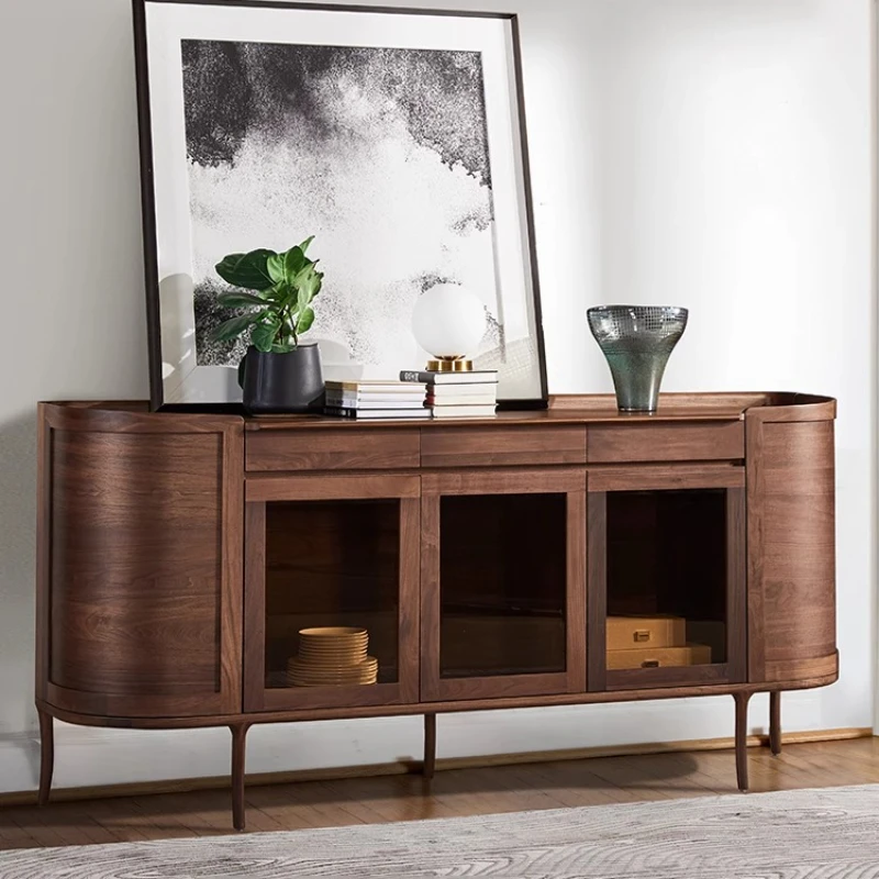 

North American Black Walnut Side Cabinet Italian Minimalist Restaurant Multifunctional Tea Cabinet