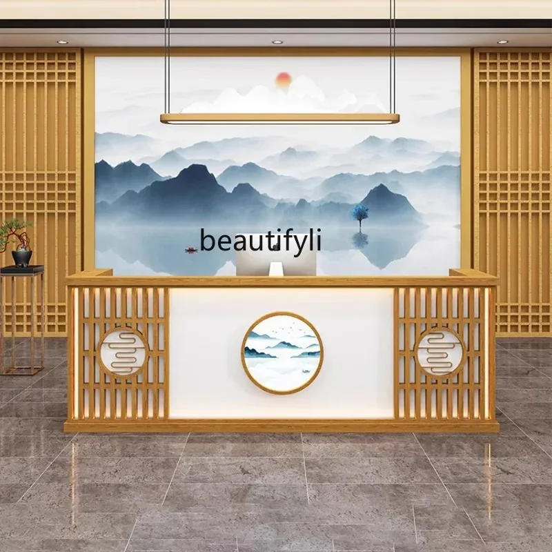 A4567 New Chinese Cashier Bar Counter Foot Massage Shop Massage Room Front Desk Pavilion of Regimen Simple Beauty Salon Tea Shop