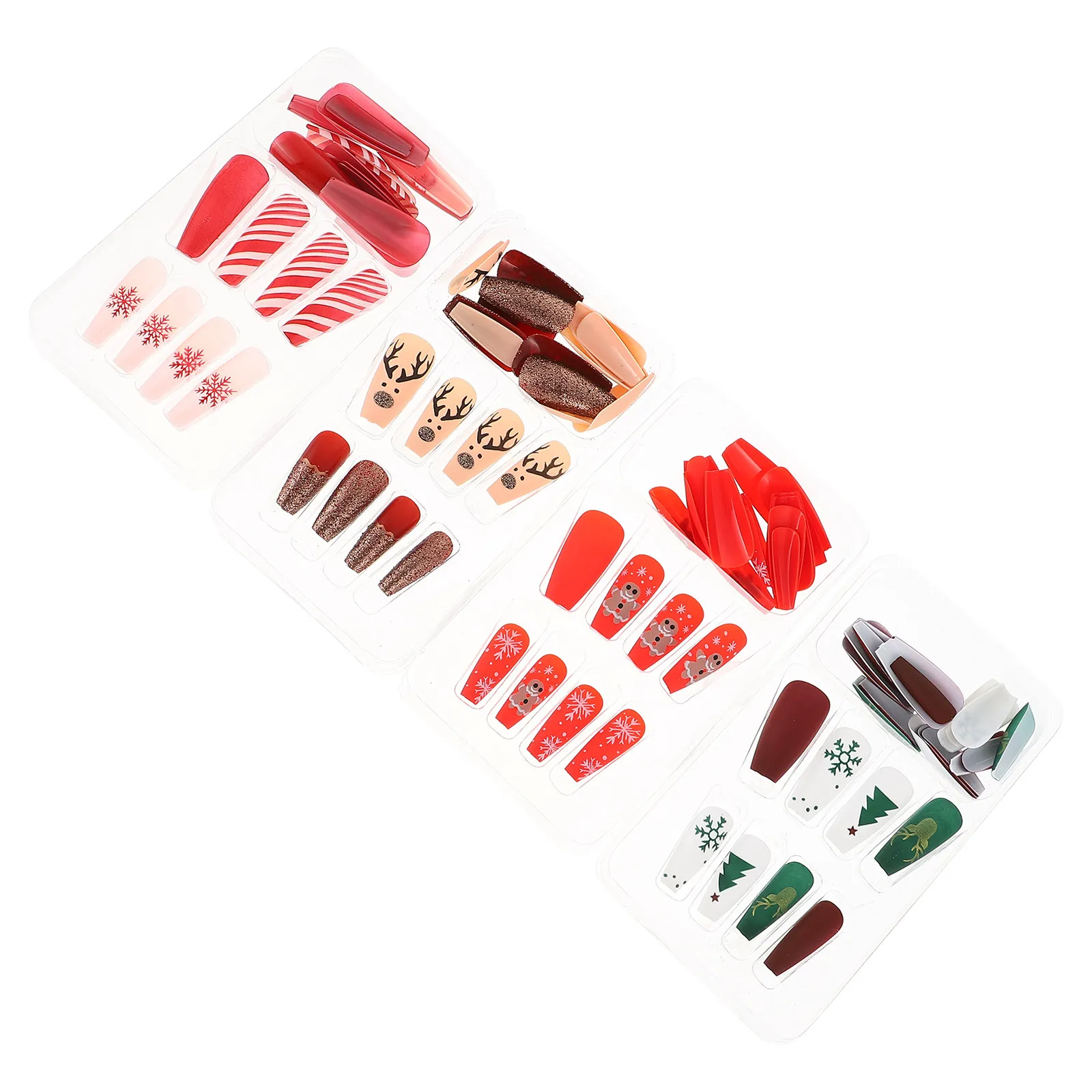 

96Pcs Christmas False Nails Full Cover Fake Nail Tips Xmas Manicure Set Holiday Nail Art Accessories for Girls Women Salon DIY