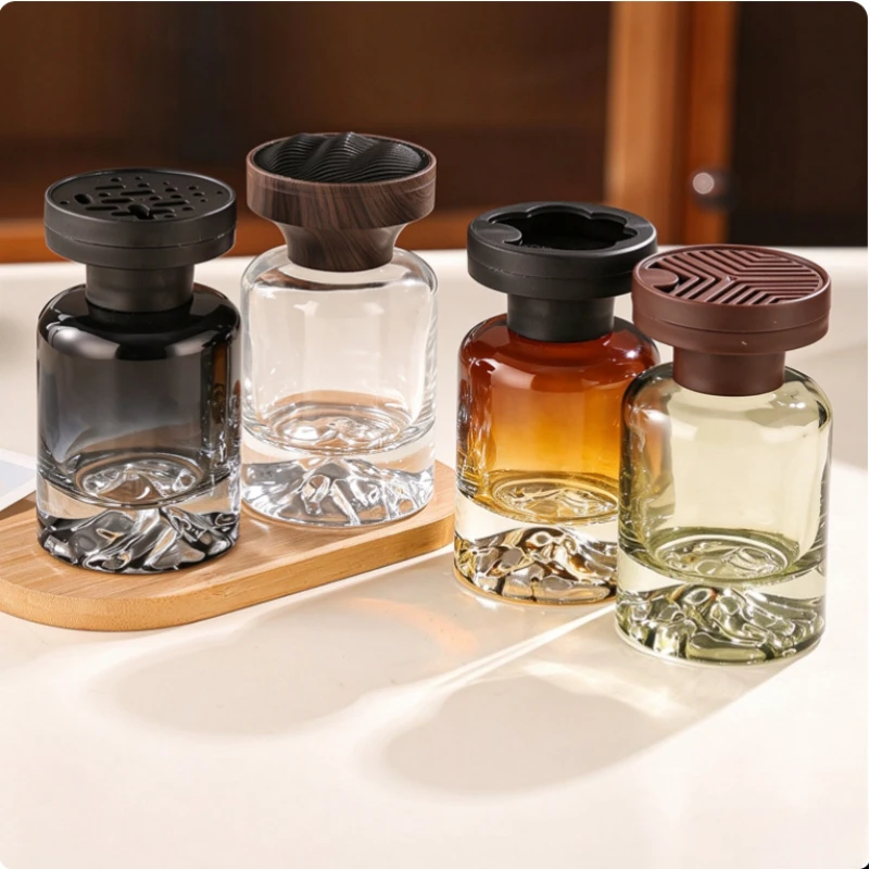 Empty Reed Diffuser Glass Bottle Creative Mountain Shape Bottom Gradient Aromatherapy Vase for Home Scent Decoration