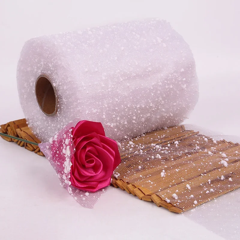 

15X1500Cm Flower Packaging Ribbon Roll Mesh Fabric Wedding Gift Diy Snow Point Tulle Roll Decoration Accessory Wedding Materials