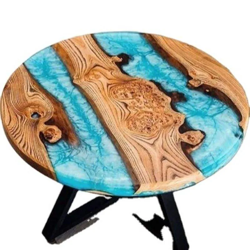 Best Quality Handmade Round Shape Epoxy Resin Wood Coffee Table for Home and Office Use Available at Affordable Price