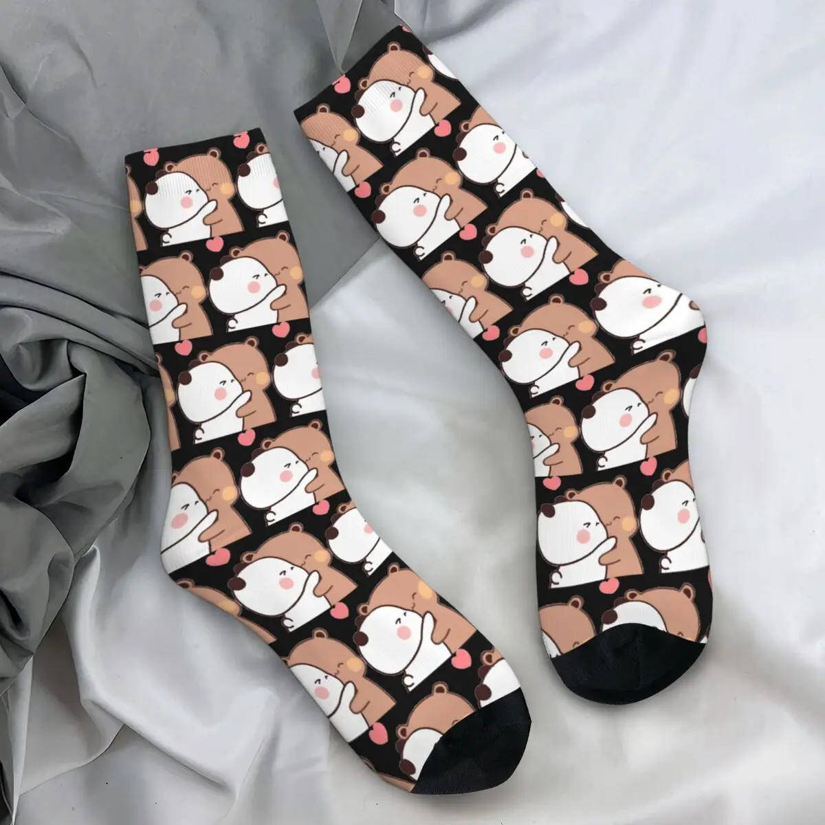 Bear And Panda Bubu Dudu Balloon Skateboard Stockings Design Vintage Socks Autumn Non Skid Socks Couple Cycling Comfortable Sock