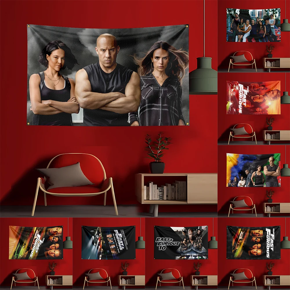 

3X5 FT Q-fast and Furious Game Flag Polyester Printed Party Flag for Garage Room Decoration