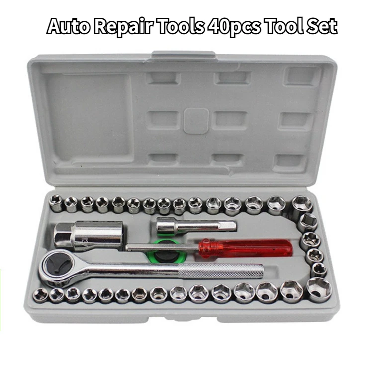 Mechanical Workshop Tools Auto Repair Tools 40 Piece Tool kit Car Tool Kit Repair Tools Emergency Socket Combination Wrench