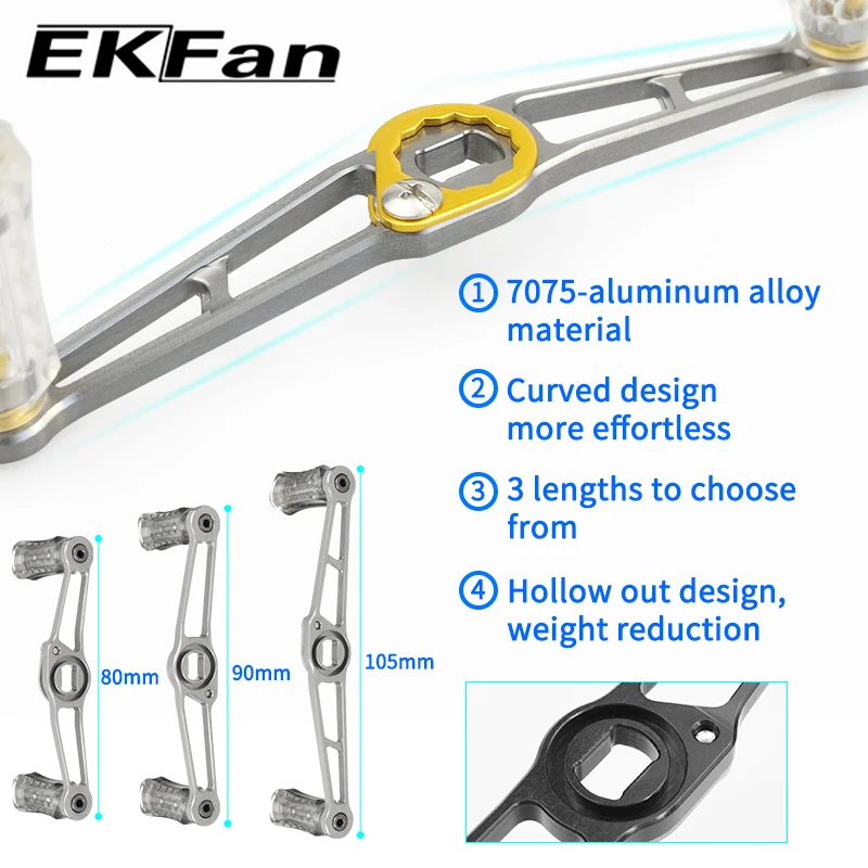 EKFan 80/90/105mm Baitcasting-Angelrolle 7*4/8*5 Universalgelenk mit Acrylknopf Ultraleichter 10g Köderrollengriff – Detail 7