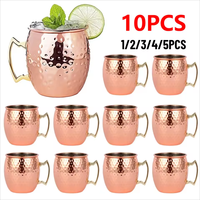 Cocktail Wine Cup Moscow Mule Copper Mug Stainless Steel Hammered Copper Plated Beer Mug Wine Milk Coffee Cup Bar Drinkware Tool