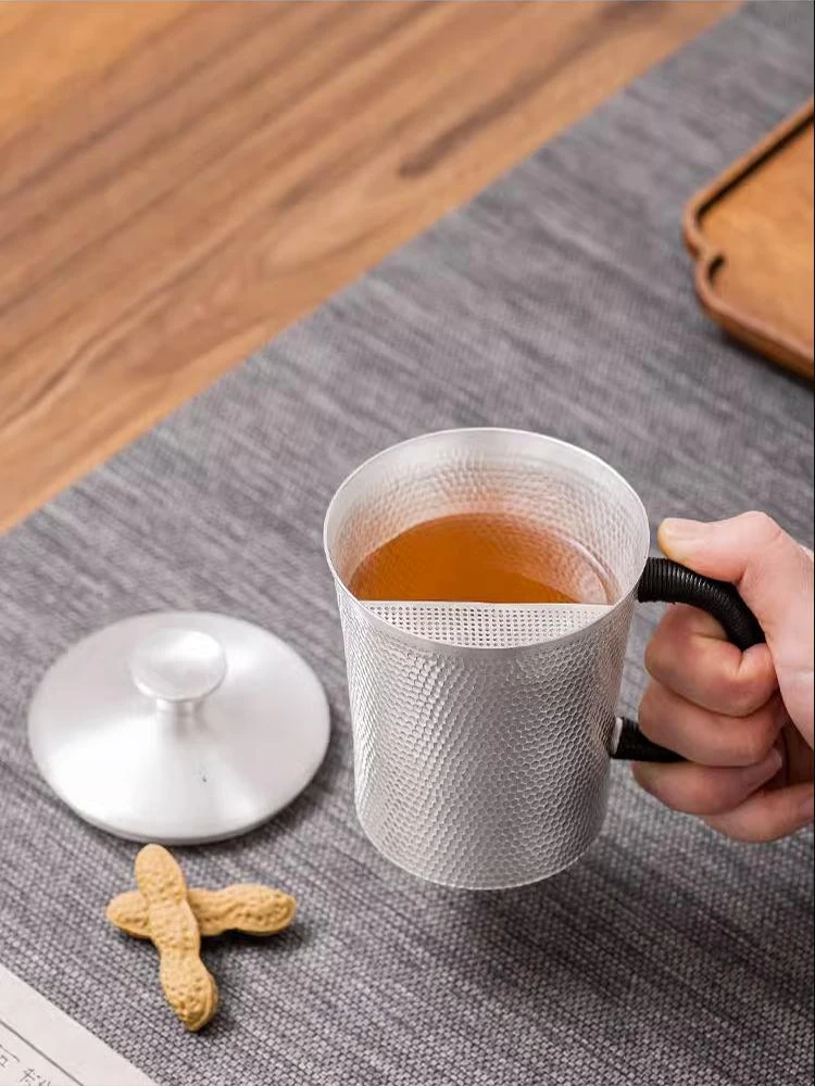 Silver cup 999 sterling silver Mug silver water cup female hand hammered health silver teapot cup male household Coffee cup