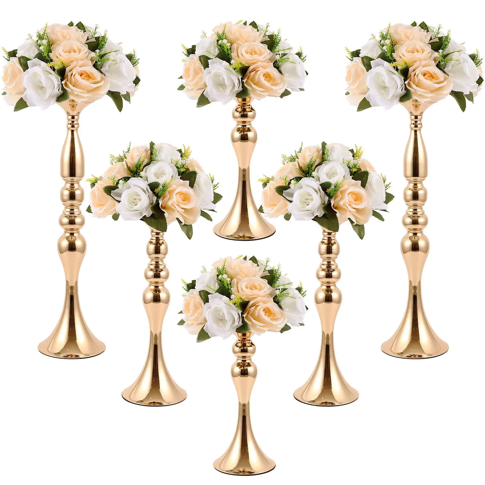 Gold Silver Candle Holder Flower Stand Metal Vase Display Rack Iron Candlestick Floor Vase Candelabra Event Wedding Centerpiece