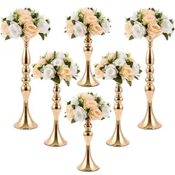 Gold Silver Candle Holder Flower Stand Metal Vase Display Rack Iron Candlestick Floor Vase Candelabra Event Wedding Centerpiece