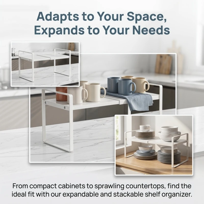 

Kitchen Storage Rack under the Sink, Layered Shelf in the Cabinet, Countertop, Extendable Cabinet, Dish Storage Rack for Home