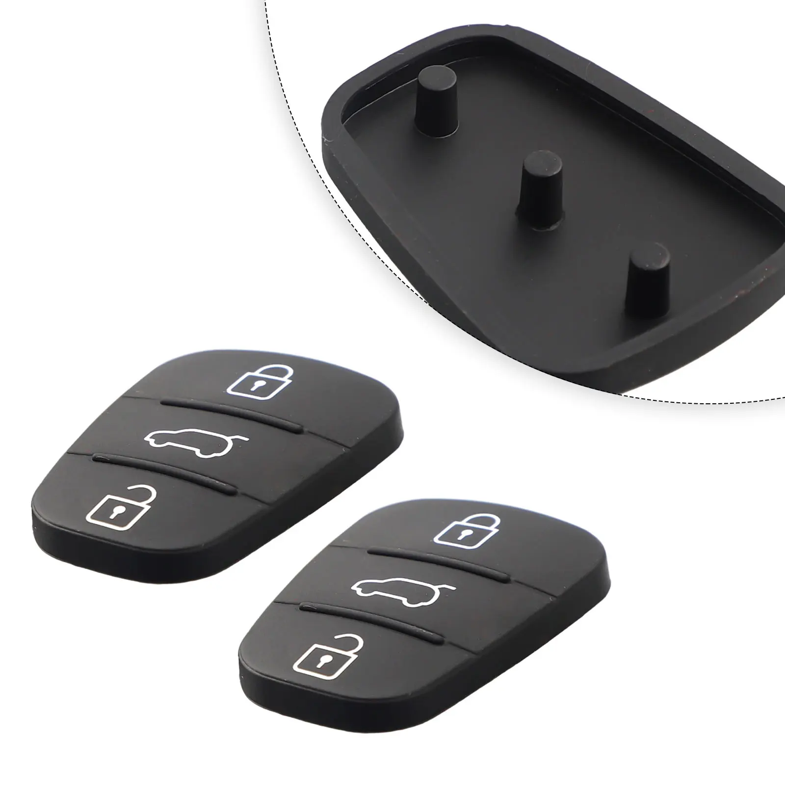 Replacement 3 Buttons Remote Car Key Shell Fob Rubber Pad For Hyundai I10/I20/I30 Remote Car Key Case Cover Accessories Black