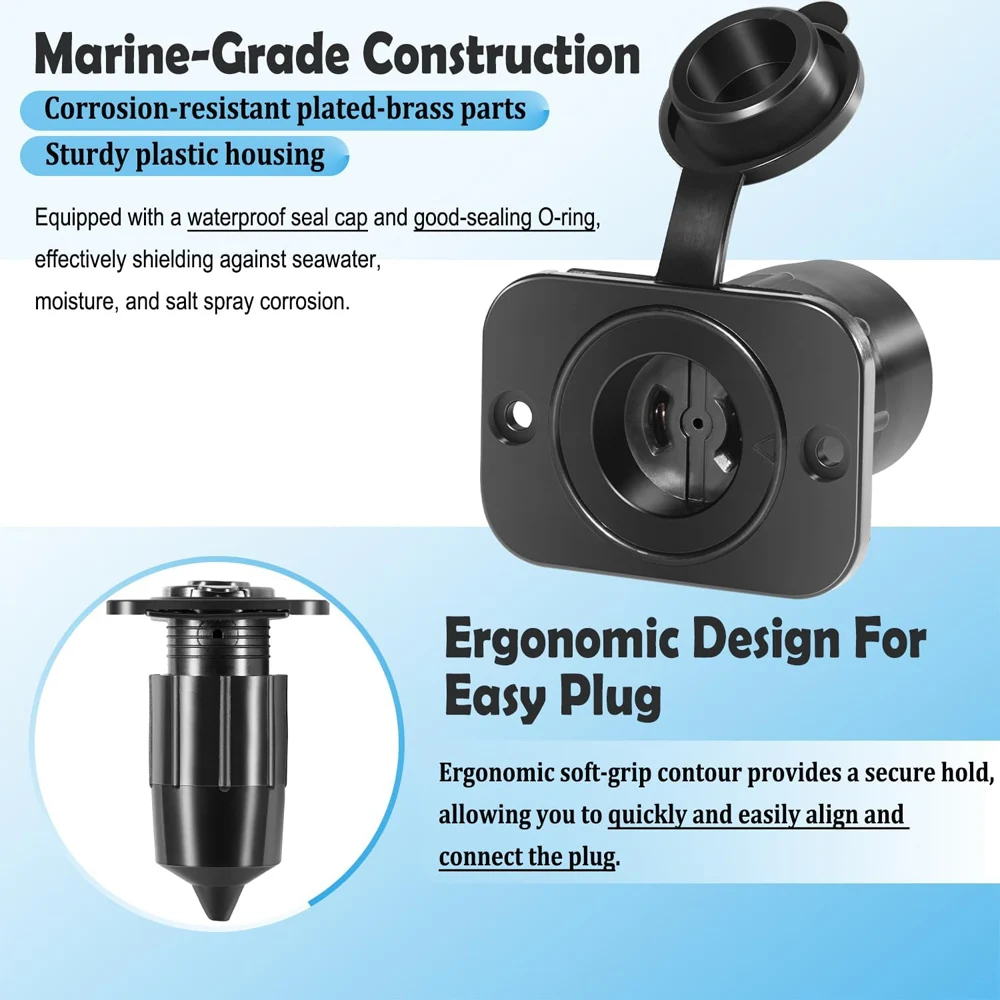 

2126 Electric Socket 12V Downrigger Receptacle with Waterproof Cap Compatible with Scotty Depthpower Electric Downriggers