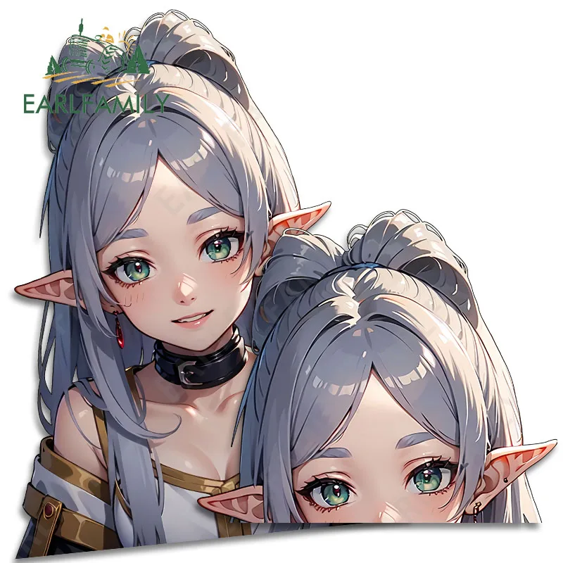 

EARLFAMILY 13cm Frieren Big Chest Peek Car Sticker Creative Anime NSFW Car Gadgets Decals Demon Waterproof Windows Accessories