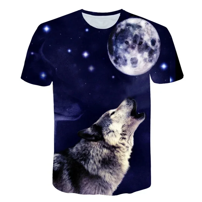 

New Summer Boys Girls Cartoon Animals Wolf 3D Printing T Shirts Children Tees Unisex Short Sleeve T Shirts Child Tops Clothing