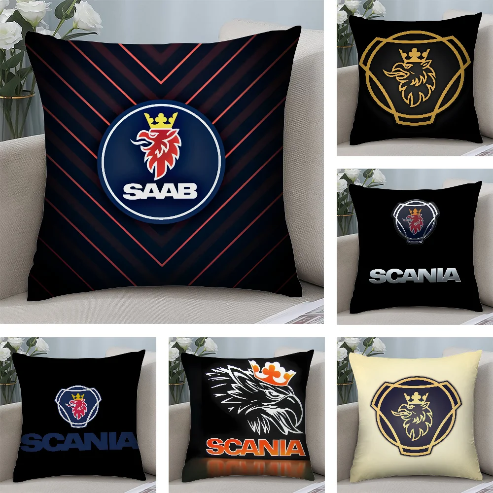 

S-S-Scanias Logo Pillow Case Short Plush Pillow Covers Sofa Decorative Gift Home Double-sided Printing Cushion Cover