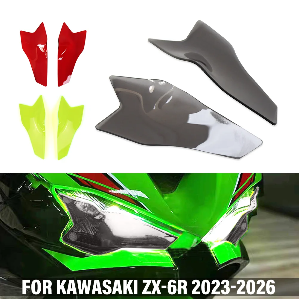 Motorcycle Headlight Cover For KAWASAKI ZX6R ZX-6R 2023-2026 NINJA500 2024-2026 Head Light Lens Screen Cover Guard Protection