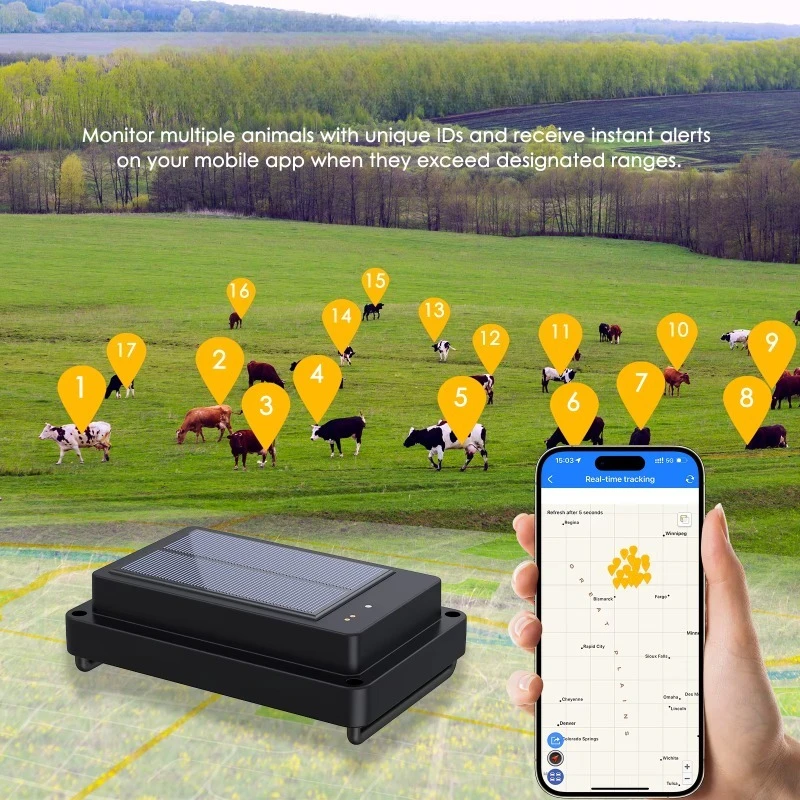 Pet Tracker for Real-time Tracking Solar Powered 4g 2g GPS Tracker Remove Alarm GPS Locator Sheep Cow